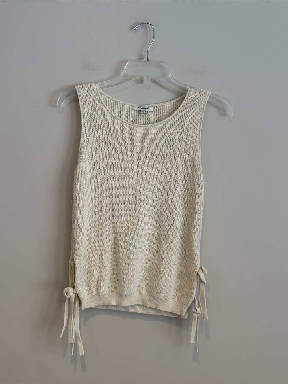 Madewell Cream Ivory Knit Sleeveless Tank Top Side Ties